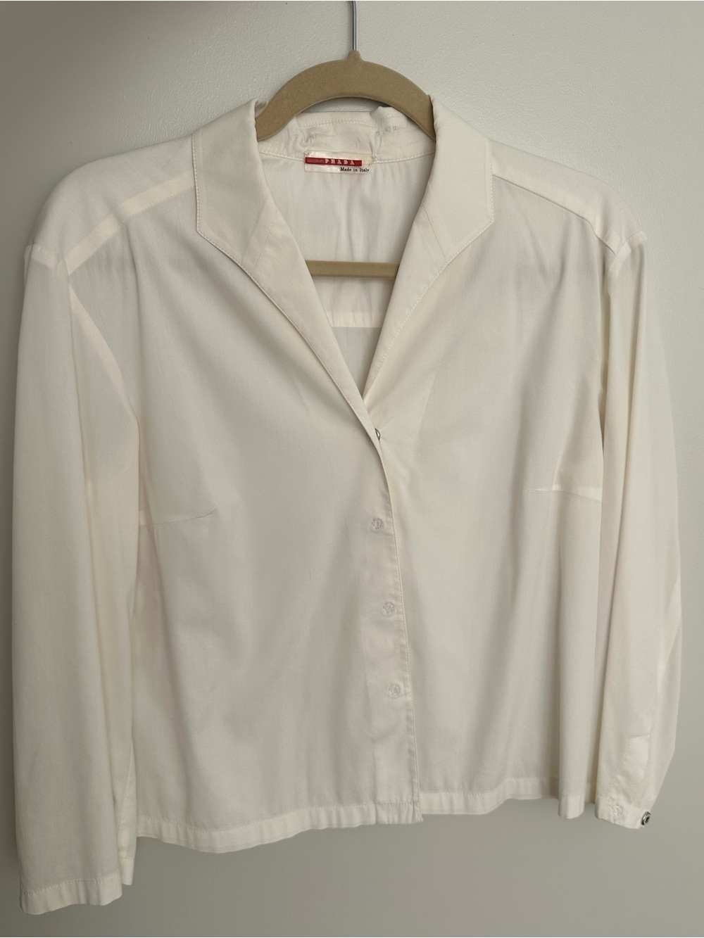 Prada Cream Button-Down Silk Blouse